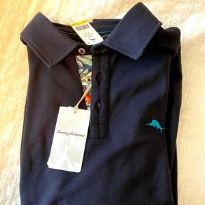 NWT Black Tommy Bahama Long Sleeve Polo